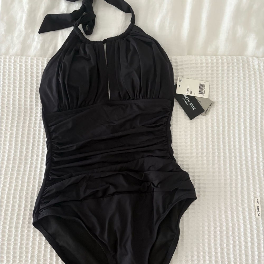Kenneth Cole Tummy Toner Black Swimsuit NWT Small